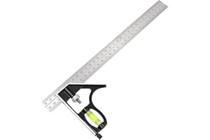 BJ-SHOP Quadrato combinato Righello di Posizionamento, Righello angolare in acciaio inossidabile per plotter in legno per misurazioni angolari da carpentiere a 45 ° / 90 °