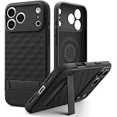 Spigen iPhone 17 Pro Max ile Uyumlu MagSafe Kılıf Parallax S Mag Fit Metal Stand &ouml;zellikli Dokulu Y&uuml;zey Tasarım Siyah Kapak -