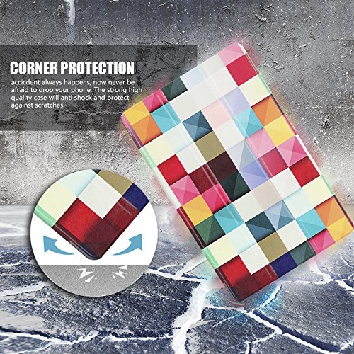 tinxi® Für Samsung Galaxy Tab A 7,0 Case, Kunstleder Tasche für Samsung Galaxy Tab A 7,0 T280 7 zoll (17,78 cm) Tasche Folio Tablet cover Flip Case Schutz hülle mit Standfunktion Auto Schlaf/Wach Funktion, Bunte Würfel - 4