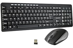 Combrite Wireless Keyboard And Mouse Set, Ergonomic 2.4Ghz Cordless, Slim Multi-Media Shortcut Keyboard, Comfort Wireless Optical Mouse Adjustable DPI, English UK Layout (KM200W)