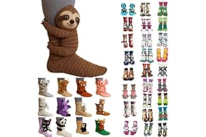 YBEBEWE 3D Knit Animal Socks Cute Novelty Animal Socks New Novelty Floor Sock for Christmas Cute Hand Crochet Knit Sock Adults Warm and Soft Funny Sloth