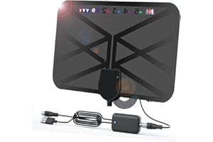 EONDEVO 36DBI Antenne TV Intérieur, 200 km d'autonomie Antenne TNT Puissante Intérieure Signal Amplificateur Booster avec Câble Coaxial Soutenir TV HD, 1080P 4K FM, VHF, UHF