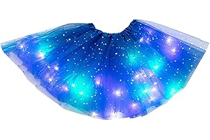 DONEMORE7 Tutu-Rock mit Sternen und Pailletten, für kleine Mädchen, LED-Licht, Tutu-Rock, neonfarben, leuchtend, Partykleid, Tanzkleid, Prinzessinnenkleidung, Ballett für 3-8 Jahre alte Kinder