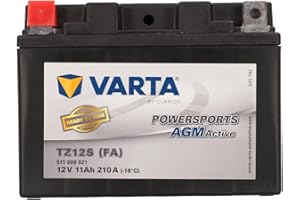 VARTA Batteria da moto 11 Ah / 210 A Powersports Active AGM, lunga durata, precaricata, senza manutenzione, adatta per moto, scooter, quad, jet-sci e motoslitte, nera
