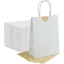 Hxezoc Süßigkeitentüten-Set – 50 Stück, 22,4x16,8 Cm, Weiß Mit Birthday-Print, Mit Griffen, Für Kinderpartys