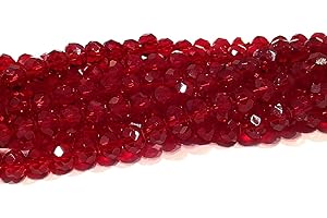 PERLIN Cuentas checas de cristal de Bohemia facetadas y redondas, tamaños de 4, 6, 8 y 10 mm, Siam, 4 x 3 mm