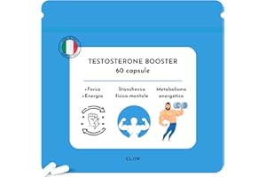 CLIIN Testosterone Uomo Booster, Multivitaminico Made in Italy, 60 capsule, Con Tribulus Terrestris, Zinco, Maca, Ginseng, Ashwaganda, Muira puama, Guaranà, Fieno greco, +Energia, +Forza