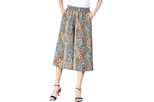 NAKEAH Jupe-Culotte plissée en Mousseline de Soie pour Femmes, Taille Haute élastique, Jambes Larges, Jupe-Culotte Taille Haute élastique pour Femmes avec Poches