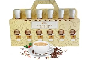 SEDOL Luxury Coffee Syrup Gift Set – 6 Flavoured Coffee Syrups in Festive Gift Box – Christmas Hamper for Women & Men – Coffee Gift Set with Caramel, Vanilla, Hazelnut, Amaretto & Peppermint Syrups