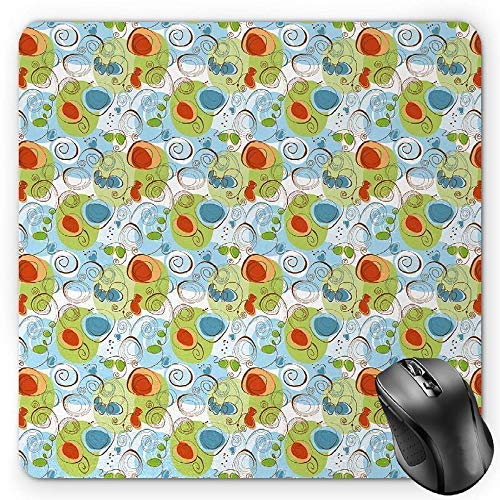 Turkish Pattern Mouse Pad, Rectangular Frames and Abstract Shapes with Ottoman Origins Gaming MousePad Office Mouse Mat Ruby Pistachio Green Brown