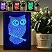 Produktbild Eule 3D Bilderrahmen Lampe Optische LED Täuschung Nachtlicht,Yunplus 7 Farbwech Acryl Flat USB Ladegerät ändern Berühren Sie Botton Schreibtisch lampe Tischleuchte