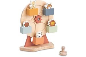 hauck Noria Play Fun Fair Juguetes de Madera para Bebes - Compatible con Bandeja de Juego Play Tray para Alpha+ Beta+ o Arketa - Estimula Coordinación Ojo-mano - desde 12 Meses - Animales