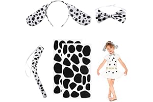 UOCAI 5 Pezzi Set Costume Dalmata, Costume da Cane di Carnevale Dalmata Cane per Bambini Fascia, Carnevale Bambino per Dalmata Travestimento Imitazione Cosplay Festa Regalo Animale