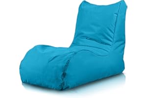 Bepouf - Poltrona Chaise Longue in Poliestere con Imbottitura in Palline di Polistirolo, Poltrona Adatta per Camera, Salotto e Esterni - Dimensione 110x80, Colore Azzurro