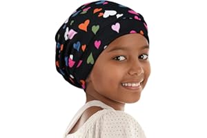 Alnorm Gorro de dormir rizado para niña, con forro de satén, con banda elástica cómoda ajustable para adolescentes, niños grandes y niños