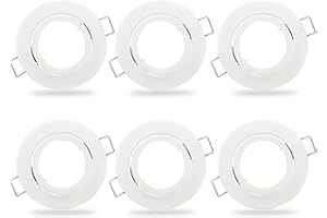 ‎KYOTECH KYOTECH LED Einbaustrahler 6 Pack GU10 Schwenkbar led Einbauleuchte in Matt weiß, Einbaurahmen für LED/Halogen Leuchtmittel Inkl. GU10 Fassung, Rund(Ohne Leuchtmittel)