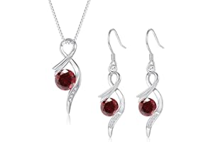 Cangall Women's Jewellery Set, 2 PCS Sterling Silver Necklace & Earrings with Cubic Zircon, 45cm Chain Pendant & Drop Earrings Gift for Birthday, Christmas