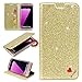 Produktbild Sycode Galaxy S7 Edge Glitzer Schutzhülle,Flip Hülle für Samsung S7 Edge,Luxus Herz Entwurf Pu Leder Handyhülle für Samsung Galaxy S7 Edge-Gold