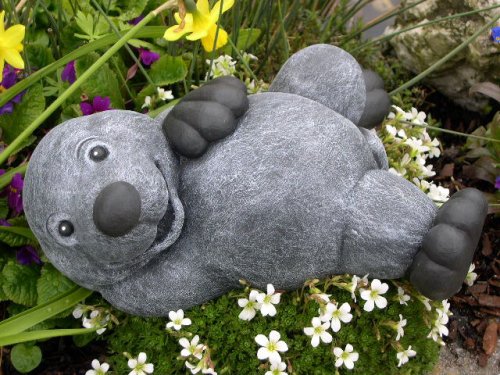 Steinfigur Maulwurf liegend Steinguss Schiefergrau - 2