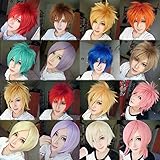 S-noilite® Unisex Kostüm Perücke Kurz Party Cosplay wig Kostueme Glatt Haar Perücken Wigs Damen Mann - Blond weiß - 