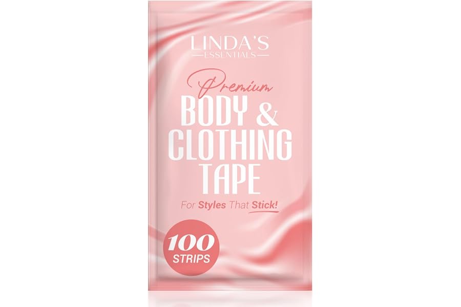 Linda's Essentials Double Sided Body Tape and Fashion Tape, Fabric Tape, Double Sided Tape for Clothes, Body Tape Double Sided for All Fabric Types, Extra Adhesive Dress Tape Boob Tape
