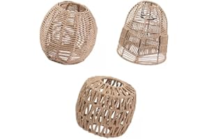 ＡＷＨＡＯ 3 Stück Retro-Hängelampenschirm Geflochtener Rattan Hängelampenschirm Deckenleuchte Kronleuchter Abdeckung für Hotel Home Küche Wohnzimmer, Stil A