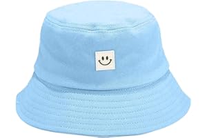 PythJooh Toddler Girls Boys UPF50+ Sun Hat Smile Face Bucket Hat for Unisex Kids Summer Sun Protection Cotton Beach Cap Hats for 2-8Years