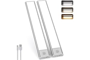 Pinlanuo Under Cabinet Kitchen Lights, 20CM 6000K Dimmable Wireless Motion Sensor Lights Indoor, USB Rechargeable 2500mAh Under Cabinet Lights Magnetic Strip for Cupboard, Wardrobe, Stairs, Kitchen