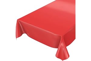 ‎ANRO Wachstuchtischdecke Wachstuch abwaschbare Tischdecke Uni Glanz Einfarbig Rot Schnittkante 100 x 140cm