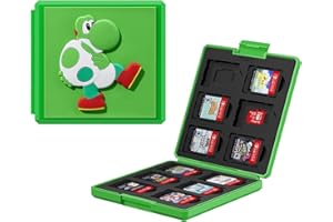 CATTBLACK Nintendo Switch Games Case Storage Super Mario Yoshi Design Holds 12 Switch Game Cards & 12 Micro SD Cards