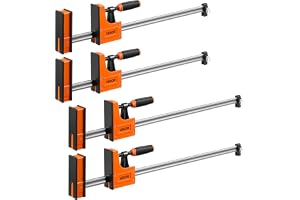 VEVOR Träbearbetningsstångsklämmor, 4 st F-klämmor, max belastning 500 kg, 2 kläm- och upprullningslägen, gummikuddar, ergonomiskt handtag, för snickeri och metall
