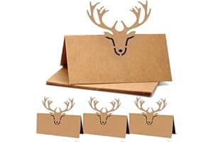 HOLLYLIFE 60 Pieces of Kraft Dining Table Name and Place Cards Foldable Reception Name Card Holder Hollowed Out Wedding Banquet Table Name and Place Card Wedding Birthday Christmas Party Decoration