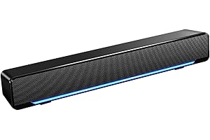 Topiky PC Soundbar USB, Soundbar stereo cablato Lettore musicale Bass Surround Sound Box Ingresso da 3,5 mm per desktop/laptop/TV/smartphone/tablet / MP3 / MP4(Nero)