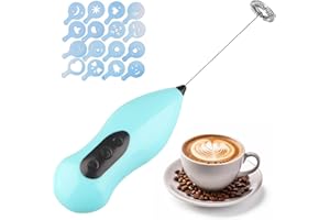 Mini Batidora Espumador de Leche - 3 Velocidades + 16 Plantillas de Café - Mini Batidor de Leche, Removido Automatico de Coci