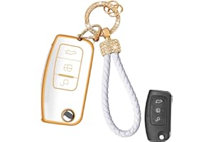 TTCR-II Yumzeco Etui na kluczyki samochodowe, 3 przyciski, silikonowe, z tworzywa TPU, z brelokiem, z systemem keyless, białe