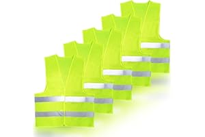Zeripikfoasp 5 Piezas Chaleco Reflectante de Seguridad, Chalecos de Advertencia Tamaño XXL, Auto Chaleco de Seguridad Amarillo Fluorescente de Alta Visibilidad, para Limpiadores Motos Correr Conductor