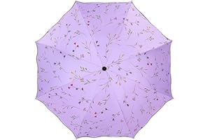 Maibar Sombrilla Paraguas Damas Sombrillas Triple plegables Verano Prueba de sol Paraguas Protección UV Begonia Sombrilla Ligero Rosa a prueba de viento 8 Huesos para mujeres