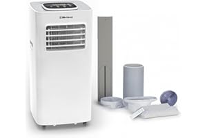 Belaco Air Conditioning Unit, Portable Air Conditioner 9000BTU 4-in1 Dehumidifier, Cooling Fan with 2 speeds, Digital & Remote Control, Dual window Kit, 24H timer, Air Conditioner for Home ACU-9000R1