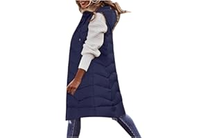 HHMY Ärmellose Weste Damen - Winterjacke Lang Kapuzen Mantel Leichte Lange Schlanke Weste Puffer Jacke Ärmellose Steppweste Für Frauen Warmer Wintermantel Mit Kapuze Outdoor-Jacke