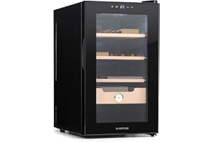 Klarstein El Presidente Cigarrhumidor - termoelektriskt humidorskåp med glasdörr, humidor fuktare med insatser av cederträ, h
