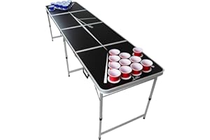 BEERCUP-CLASSICS Original Premium Premium Beer Pong - Mesa para Beer Pong (incluye 6 bolas y portavasos 50 vasos rojos y 50 vasos azules)
