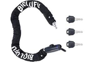 BIGLUFU Candado de Cadena Bicicleta, 90cm Cadena Antirrobo, Cadena de Acero de 8.5mm, Seguridad Candados para Bici Moto Scooter, 3 Llaves