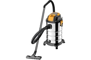 Zanbeel 30L Wet & Dry Vacuum Cleaner -1300W, 4 easy-roll castors, Bagless,4m Cable,1.5m long hose,Stainless Steel Tank, Blowing Function, Integrated Rubber Lip Brush