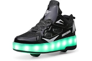 Heelystong Junge Mädchen Schuhe Kinderschuhe mit Rollen LED Leuchtend Doppelrad schuheltraleicht Outdoor Schuhe 7 Farbe Farbwechsel Rädern Gymnastik Blinkend Sneaker