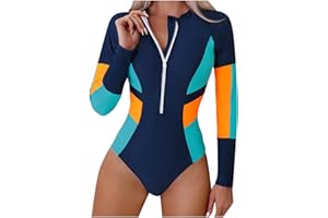 AEGJEGVD Swimming Costume Women,Womens Long Sleeve Rash Guard Sets Tummy Control Swimwear Swimming Costume Burkini Hawaiian Sport Surfing Bathing Suits Sharkskin Professional Diving Suit Racing Swimwear