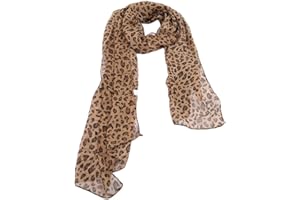 MINGCHENCN Leopard Schal - Elegantes Design, Chiffon, Braun, Tierdruck, 160 cm x 45 cm