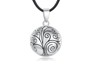 EUDORA Harmony Ball Arbre de vie Collier Bola de Groessesse, Collier musique souhaitant carillon Bell pendentif pour les femmes dames Noël cadeau bijoux, 114cm & 76cm