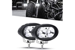 Biqing 2PCS 20W Motorcycle Fog Lights,Motorcycle Auxiliary Lights LED Headlights Front Spotlight 12V 24V Motorbike Fog Driving Light Daytime Running Light With White Angel Eyes