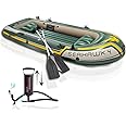Toy Imagine™ Seahawk 4 Person (11'6"L X 4'9" W X 1'7"H) Inflatable Poly Vinyl Flood Rescue, Adventure, Rafting, Fishing, Dinghy Air Boat Set with Oars & Air Pump (351 X 145 X 48) cm