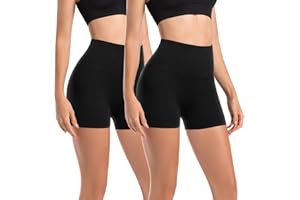 Leafigure 2er Pack Radlerhose Damen Kurz Set Hohe Taille Sporthose Shorts Blickdicht Sommer Hotpants Leggings für Gym Fitness Yoga